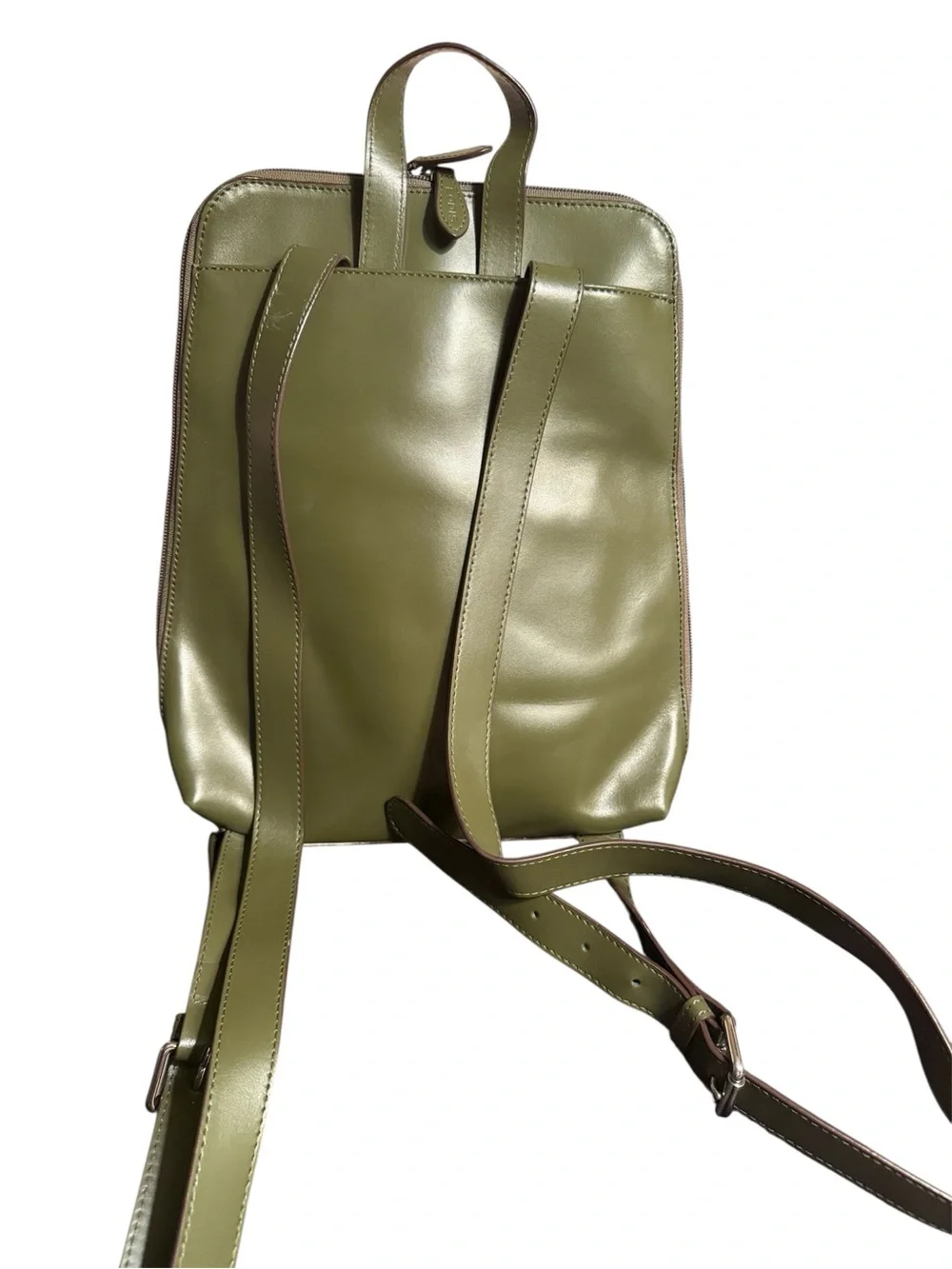 Lodis Olive Green Audrey Leather Backpack